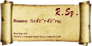 Remes Szörény névjegykártya